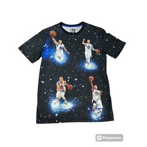 NBA Stephen Curry Space & Stars All Over Print Shirt Size Medium Men’s